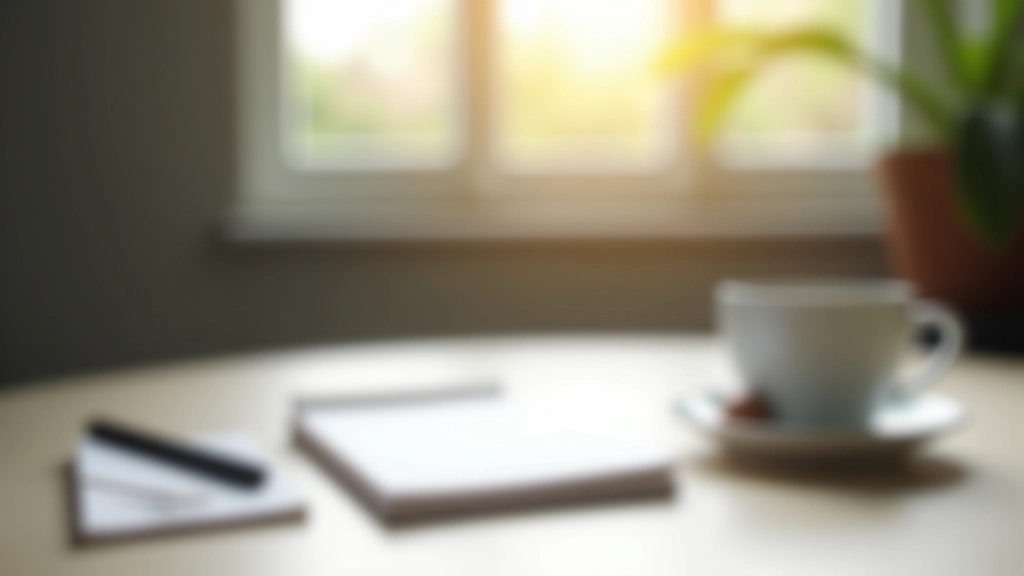 Modern workspace with desk, notebook, and coffee cup representing coaching and professional development