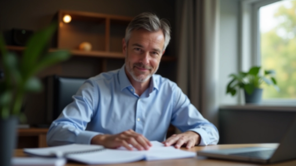 Man reviewing planning documents and framework for life strategy